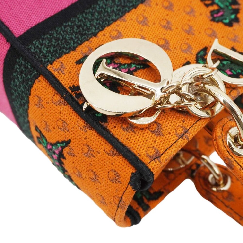 Christian Dior Lady Dior D-Lite Medium Dino Embroidered Shoulder Bag Orange - Picture 7 of 16